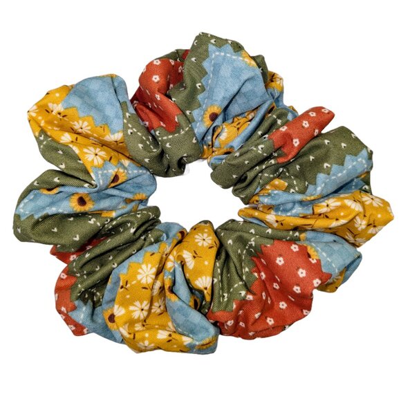 Large boho hand crafted cotton scrunchie - Picture 4 of 5